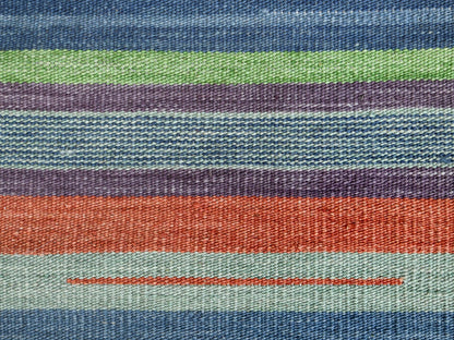 Kilim Flat-Weave hand-knotted wool rug in Green, 6'2" x 9'2" — SKU O060095 (view 2)