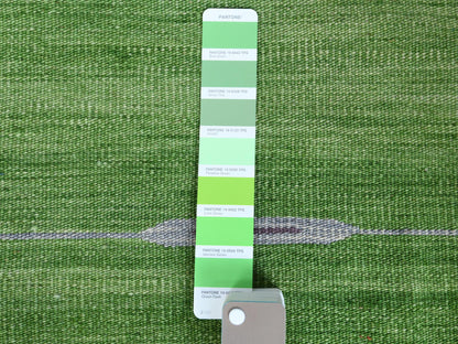 Kilim Flat-Weave hand-knotted wool rug in Green, 6'2" x 9'2" — SKU O060095 (view 4)