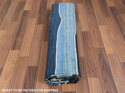 Kilim Flat-Weave hand-knotted wool rug in Blue, 6'3" x 8'9" — SKU O060104 (view 5)