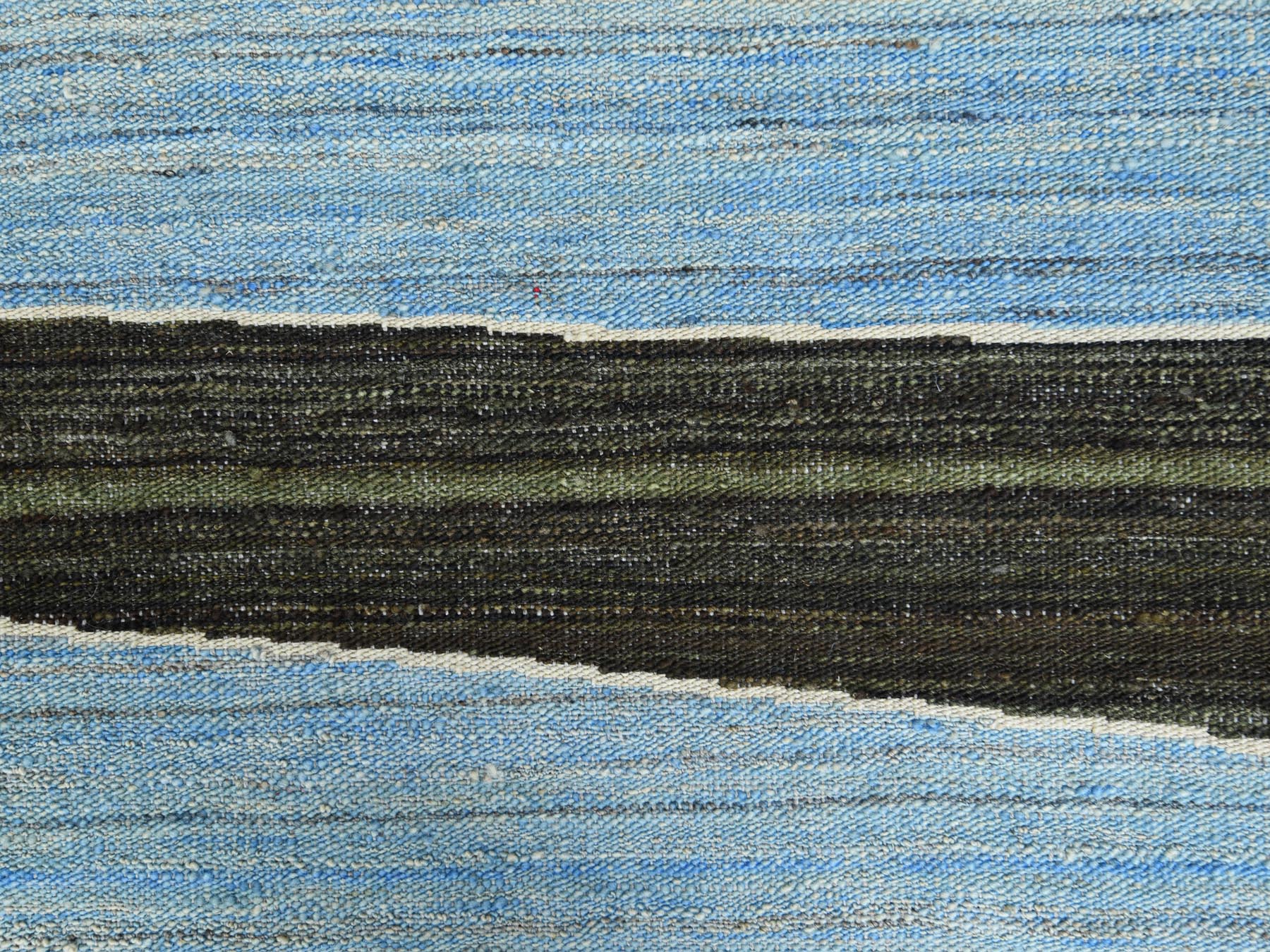 Kilim Flat-Weave hand-knotted wool rug in Blue, 12'5" x 15' — SKU O060105 (view 2)