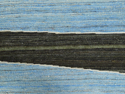 Kilim Flat-Weave hand-knotted wool rug in Blue, 12'5" x 15' — SKU O060105 (view 2)