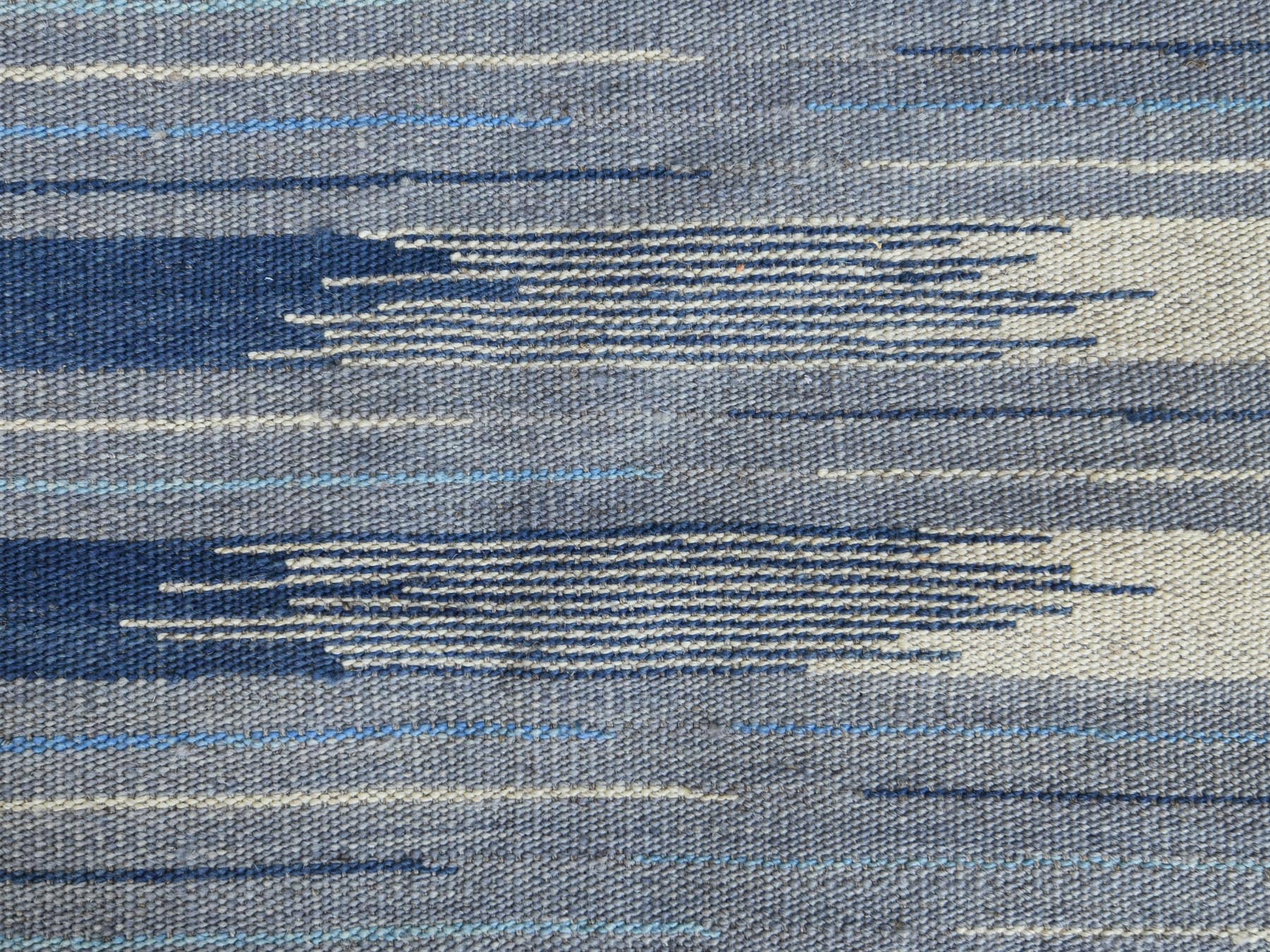 Kilim Flat-Weave hand-knotted wool rug in Blue, 6'4" x 9'1" — SKU O060110 (view 2)