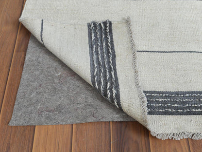 Grey 8'5" x 10'1" Flatweave / Kilim Hand woven Wool Rug - Sku: O060120