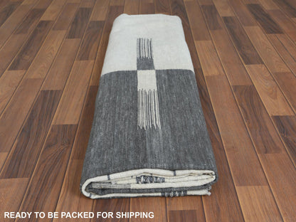 Grey 8'5" x 10'1" Flatweave / Kilim Hand woven Wool Rug - Sku: O060120