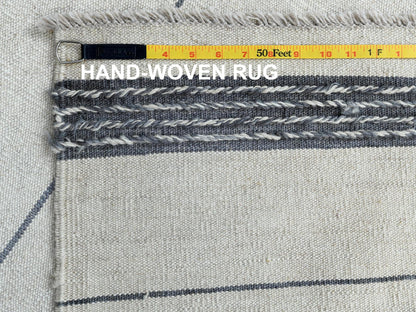 Grey 8'5" x 10'1" Flatweave / Kilim Hand woven Wool Rug - Sku: O060120