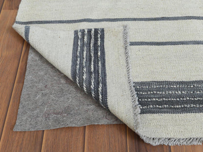 Grey 8'2" x 9'10" Flatweave / Kilim Hand woven Wool Rug - Sku: O060121