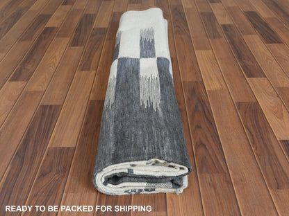 Grey 8'2" x 9'10" Flatweave / Kilim Hand woven Wool Rug - Sku: O060121