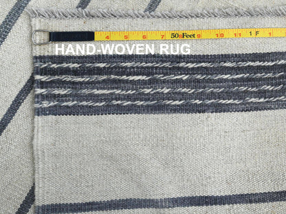 Kilim Flat-Weave hand-knotted wool rug in Gray, 8'2" x 9'10" — SKU O060121 (view 6)
