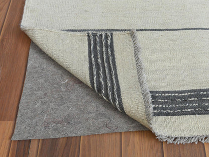 Grey 12'5" x 14'10" Flatweave / Kilim Hand woven Wool Rug - Sku: O060124