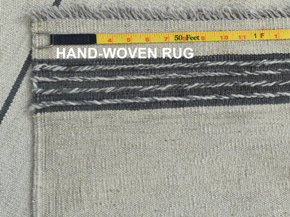 Grey 12'5" x 14'10" Flatweave / Kilim Hand woven Wool Rug - Sku: O060124