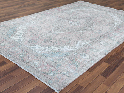 Red 6'8" x 9'8" Vintage Hand knotted Wool Rug - Sku: O060183