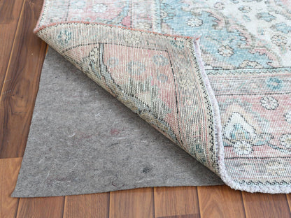 Tabriz White Wash Vintage & Silver Wash hand-knotted worn wool rug in Red, 6'8" x 9'8" — SKU O060183 (view 5)