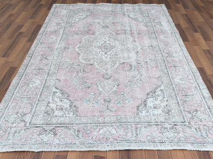 Red 6'4" x 9'6" Vintage Hand knotted Wool Rug - Sku: O060187