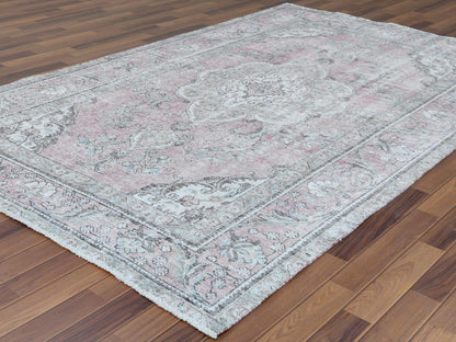 Red 6'4" x 9'6" Vintage Hand knotted Wool Rug - Sku: O060187