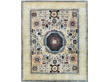 Ivory 11'9" x 14'3" Mamluk Hand knotted Wool Rug - Sku: O060282