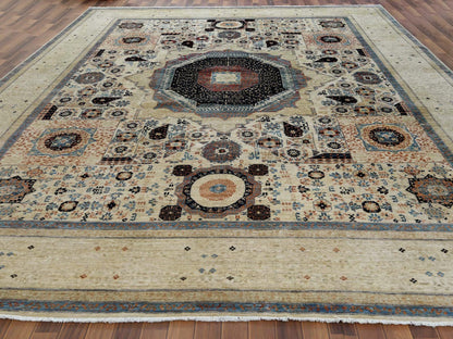 Ivory 11'9" x 14'3" Mamluk Hand knotted Wool Rug - Sku: O060282