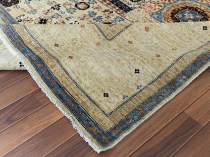 Ivory 11'9" x 14'3" Mamluk Hand knotted Wool Rug - Sku: O060282