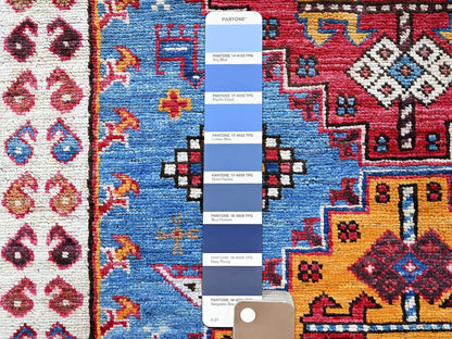 Blue 4'2" x 6'2" Kazak Hand knotted Wool Rug - Sku: O0602