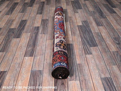 Blue 4'2" x 6'2" Kazak Hand knotted Wool Rug - Sku: O0602