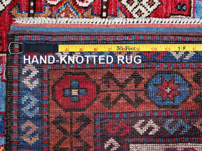 Blue 4'2" x 6'2" Kazak Hand knotted Wool Rug - Sku: O0602