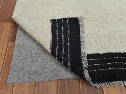 Kilim Flat-Weave hand-knotted wool rug in Black, 12' x 15'1" — SKU O060302 (view 3)