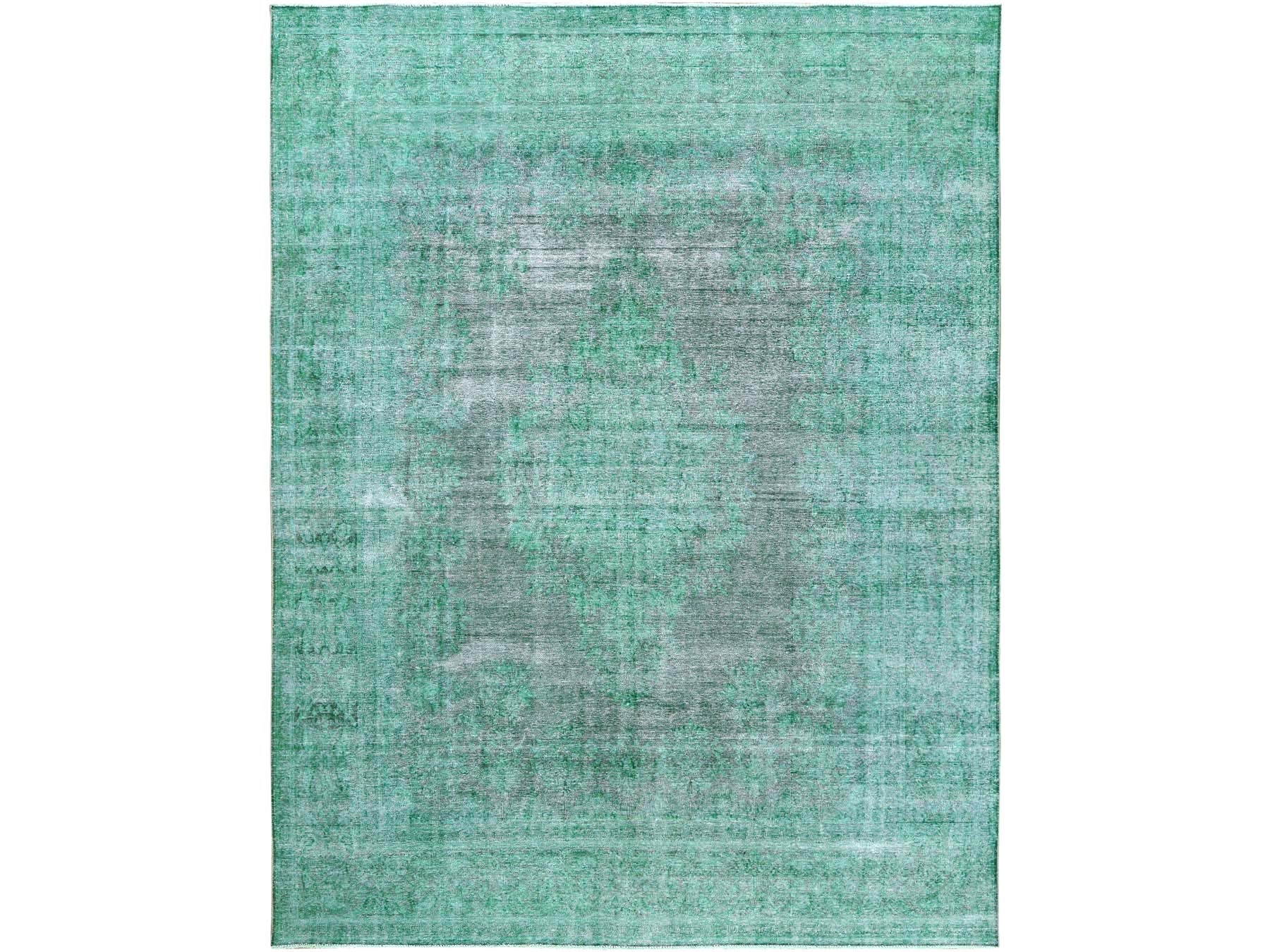 Overdyed 9'7" x 12'5" Vintage Hand knotted Wool Rug - Sku: O060305