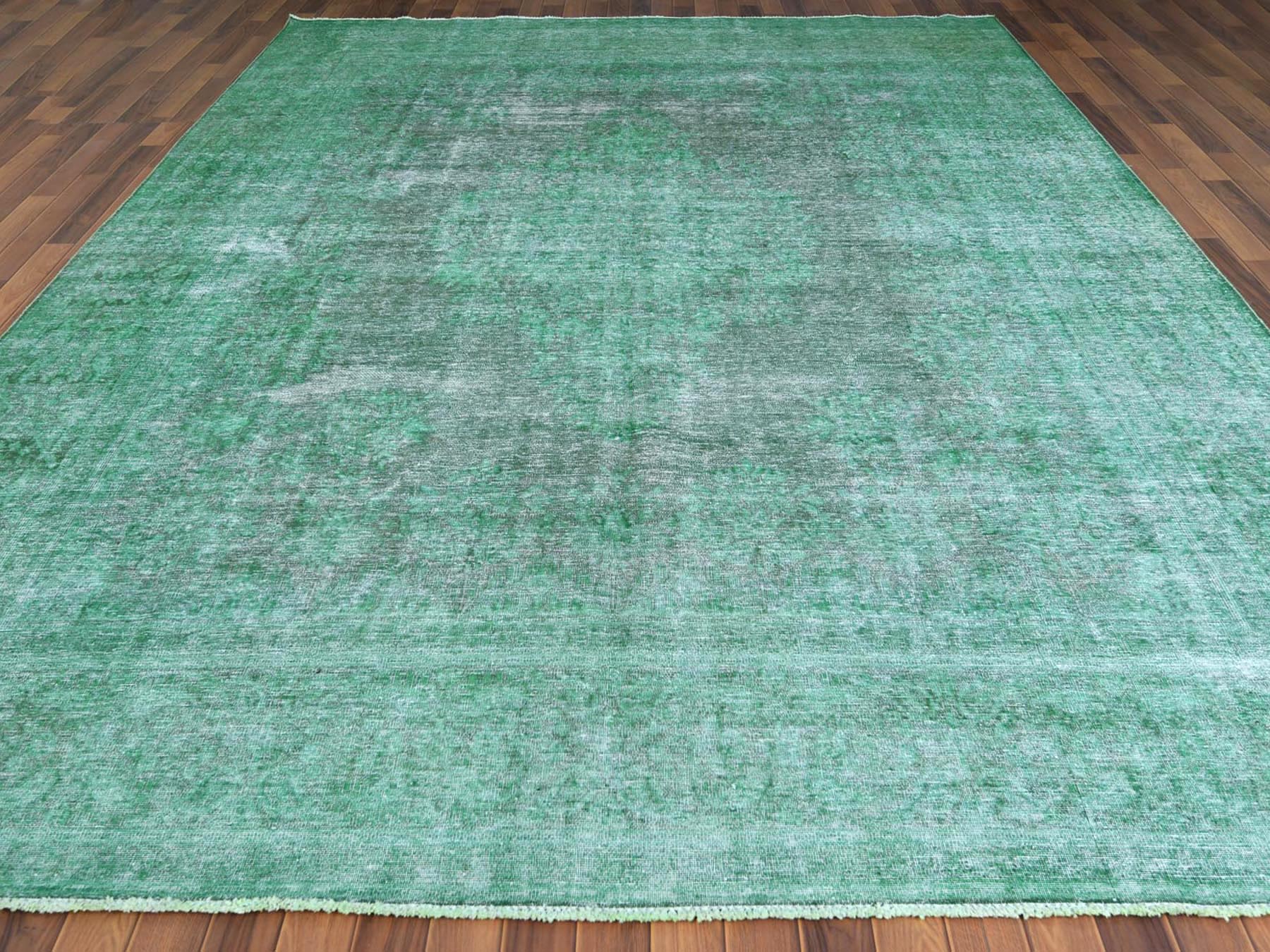 Overdyed 9'7" x 12'5" Vintage Hand knotted Wool Rug - Sku: O060305