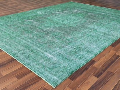 Overdyed 9'7" x 12'5" Vintage Hand knotted Wool Rug - Sku: O060305