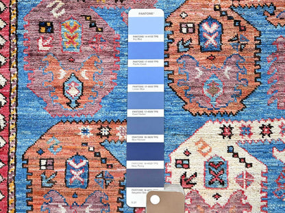 Blue 4'4" x 5'9" Kazak Hand knotted Wool Rug - Sku: O0604