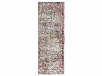 Red 3'10" x 10'3" Vintage Hand knotted Wool Rug - Sku: O060505