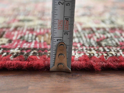 Red 3'10" x 10'3" Vintage Hand knotted Wool Rug - Sku: O060505