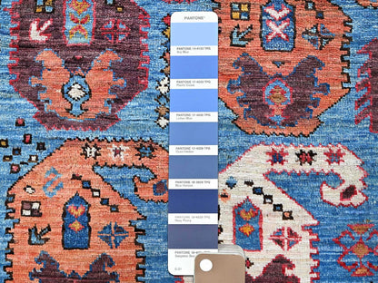Blue 4'5" x 5'10" Kazak Hand knotted Wool Rug - Sku: O0605