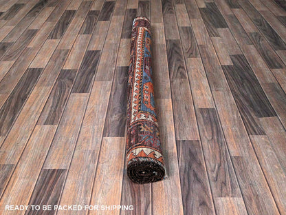 Blue 4'5" x 5'10" Kazak Hand knotted Wool Rug - Sku: O0605
