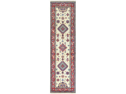 Ivory 2'8" x 9'8" Kazak Hand knotted Wool Rug - Sku: O060725