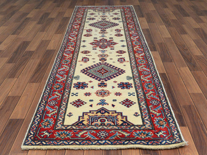Ivory 2'8" x 9'8" Kazak Hand knotted Wool Rug - Sku: O060725