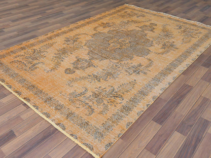 Orange 6'1" x 9'6" Vintage Hand knotted Wool Rug - Sku: O060907