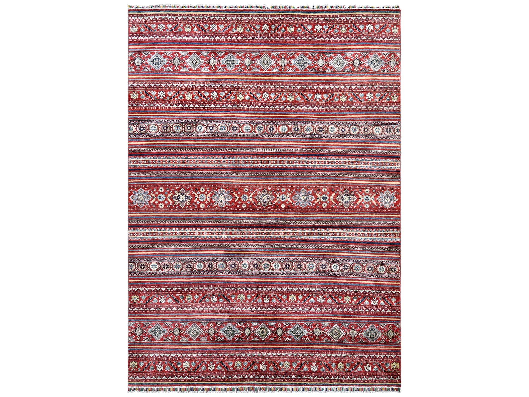 Kazak Kazak hand-knotted wool rug in Red, 9'10" x 13'5" — SKU O061130