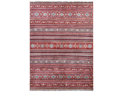 Red 9'10" x 13'5" Tribal Hand knotted Wool Rug - Sku: O061130