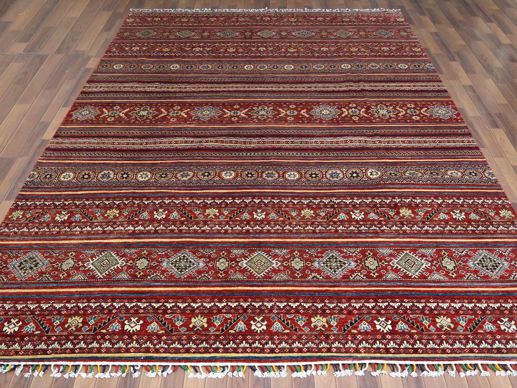 Kazak Kazak hand-knotted wool rug in Red, 9'10" x 13'5" — SKU O061130 (view 2)