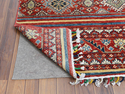 Red 9'10" x 13'5" Tribal Hand knotted Wool Rug - Sku: O061130