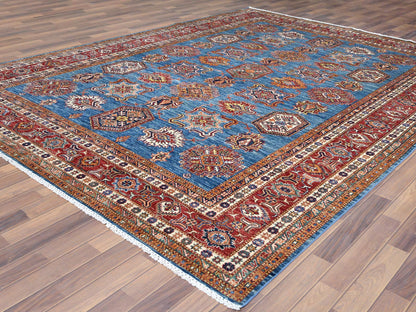 Kazak Kazak hand-knotted wool rug in Blue & Red, 9'2" x 11'10" — SKU O061147 (view 4)