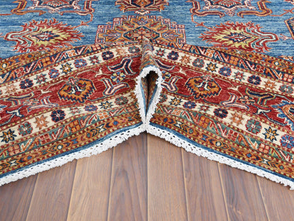 Kazak Kazak hand-knotted wool rug in Blue & Red, 9'2" x 11'10" — SKU O061147 (view 6)