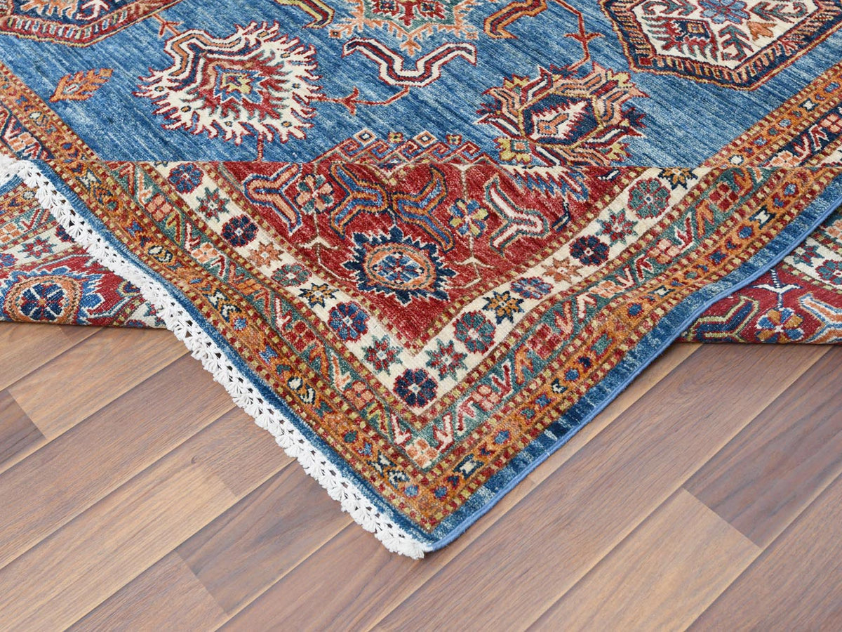 Kazak Kazak hand-knotted wool rug in Blue & Red, 9'2" x 11'10" — SKU O061147 (view 7)
