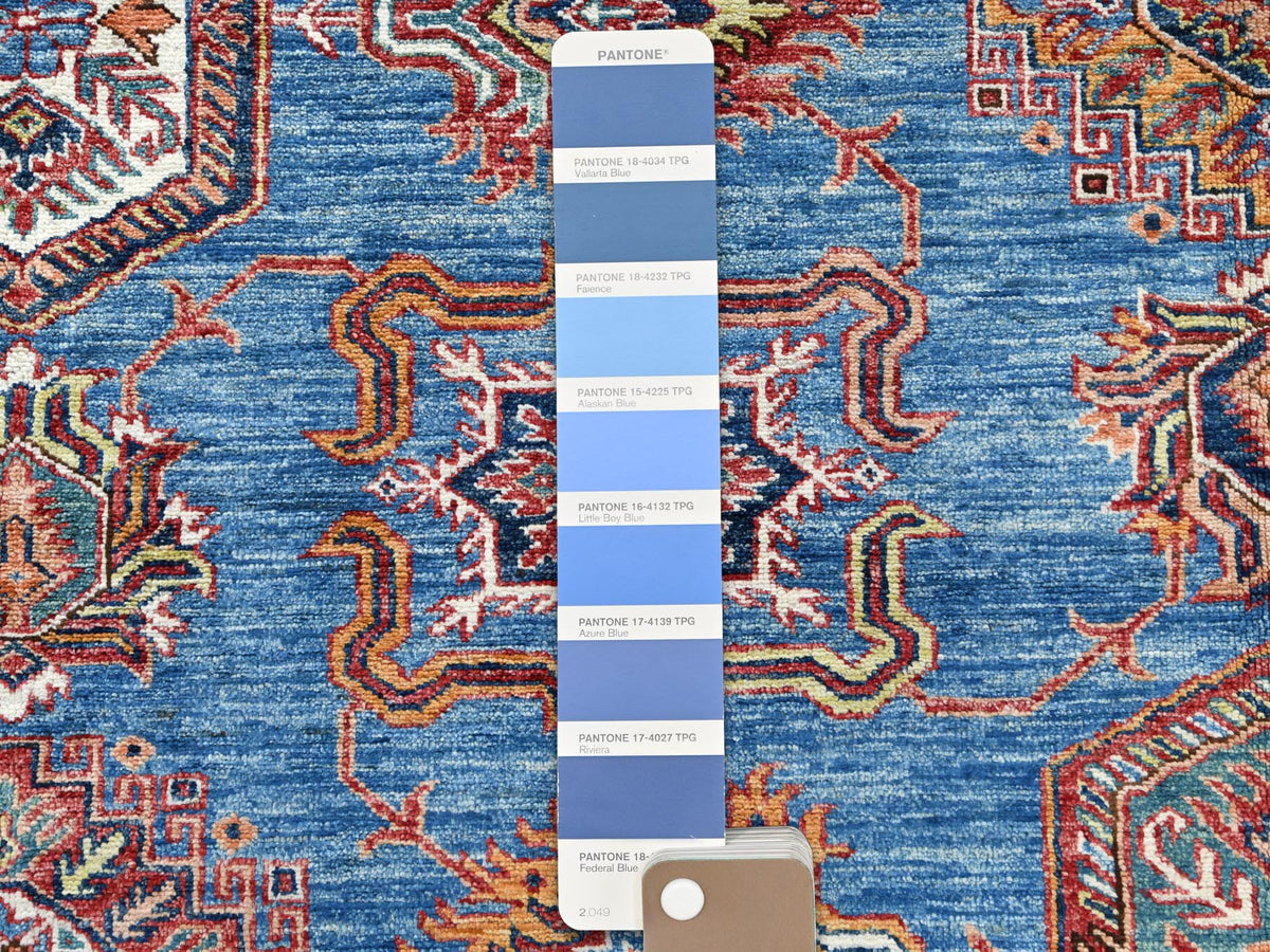 Kazak Kazak hand-knotted wool rug in Blue & Red, 9'2" x 11'10" — SKU O061147 (view 8)
