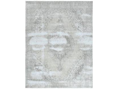 Ivory 9'8" x 12'6" Vintage Hand knotted Wool Rug - Sku: O061216