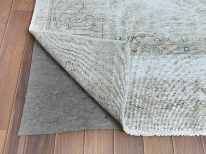 Ivory 9'8" x 12'6" Vintage Hand knotted Wool Rug - Sku: O061216