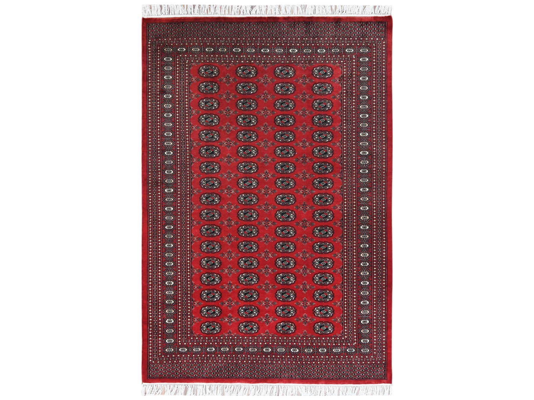 Tribal & Geometric hand-knotted wool rug in Red, 5'1" x 7'6" — SKU O061379