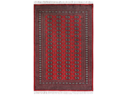 Red 5'1" x 7'6" Tribal Hand knotted Wool Rug - Sku: O061379