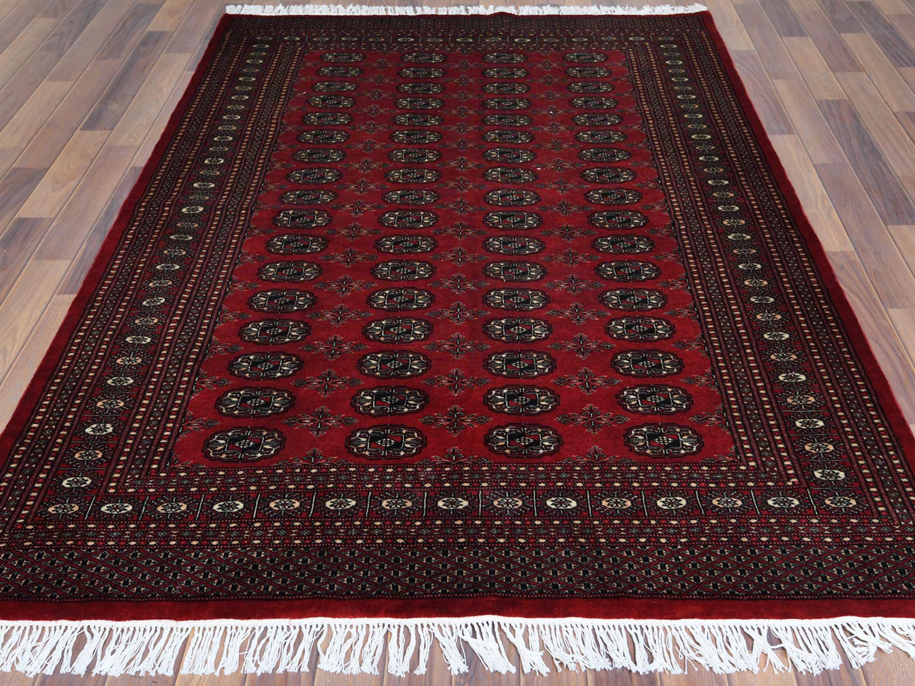 Tribal & Geometric hand-knotted wool rug in Red, 5'1" x 7'6" — SKU O061379 (view 2)