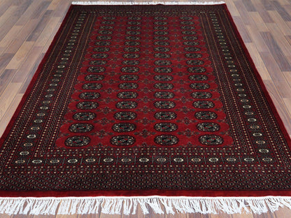 Red 5'1" x 7'6" Tribal Hand knotted Wool Rug - Sku: O061379